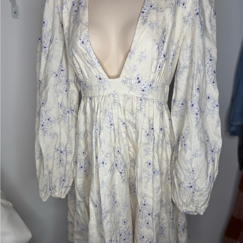 Cami NYC Meri Dress 100% Linen Long Sleeve Mini Dress Size XL